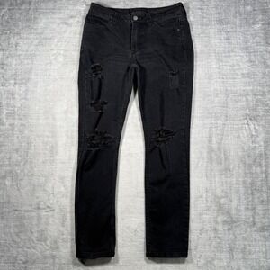 Kimes Ranch Bonnie Jeans Womens 8 Black Distressed Ripped Skinny Western Denim